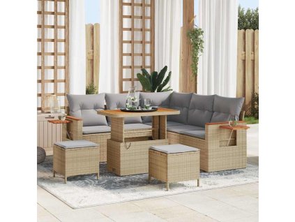 Sada zahradních pohovek s polštářem 8 pcs béžová a světle šedá 3363177