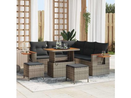 Sada zahradních pohovek s polštářem 8 pcs Šedá 3363178