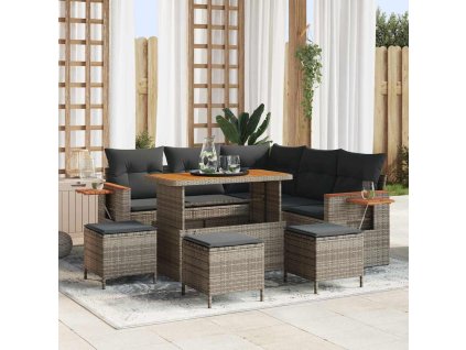 Sada zahradních pohovek s polštářem 9 pcs Šedá 3363183