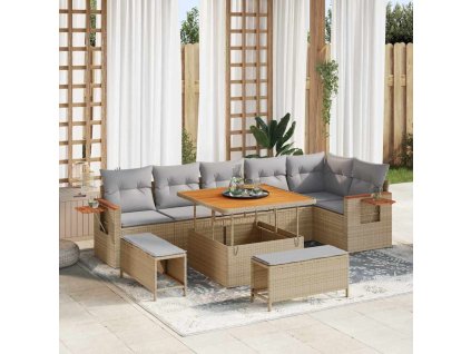 Sada zahradních pohovek s polštářem 9 pcs béžová a světle šedá 3363187