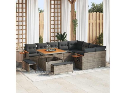 Sada zahradních pohovek s polštářem 12 pcs Šedá 3363208