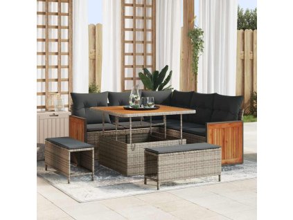 Sada zahradních pohovek s polštářem 8 pcs Šedá 3363298