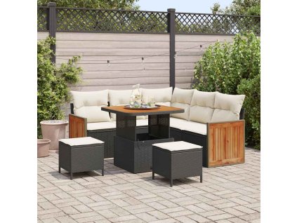 Sada zahradních pohovek s polštářem 8 pcs Černá a krémová 3363300