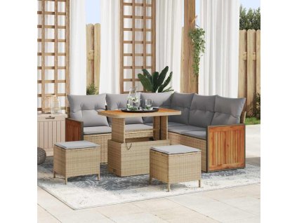 Sada zahradních pohovek s polštářem 8 pcs béžová a světle šedá 3363307