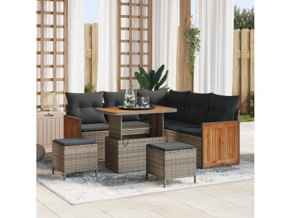 Sada zahradních pohovek s polštářem 8 pcs Šedá 3363308