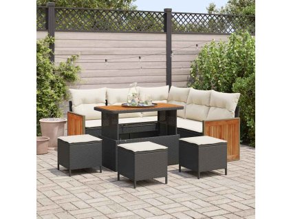 Sada zahradních pohovek s polštářem 9 pcs Černá a krémová 3363310