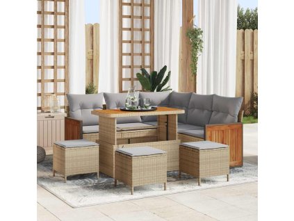 Sada zahradních pohovek s polštářem 9 pcs béžová a světle šedá 3363312