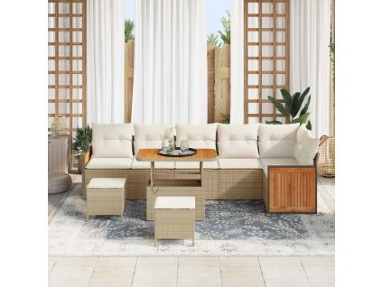 Sada zahradních pohovek s polštářem 9 pcs Béžová a krémová 3363321