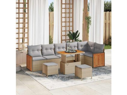 Sada zahradních pohovek s polštářem 9 pcs béžová a světle šedá 3363327