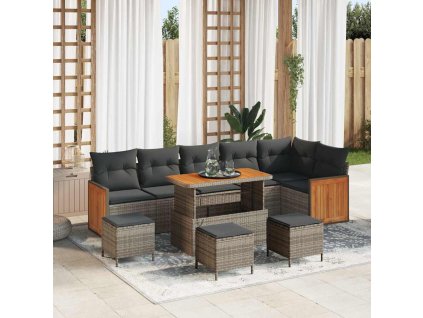 Sada zahradních pohovek s polštářem 10 pcs Šedá 3363333