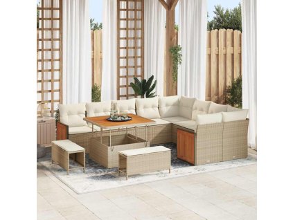 Sada zahradních pohovek s polštářem 12 pcs béžová a krémová 3363336