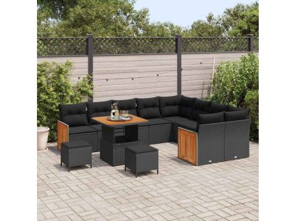 Sada zahradních pohovek 12 pcs Černá 80 x 80 x 71 cm 3363339