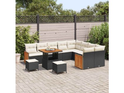 Sada zahradních pohovek 12 pcs Černá a krémová 80 x 80 x 71 cm 3363340
