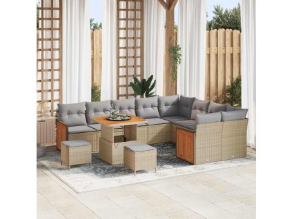 Sada zahradních pohovek s polštářem 12 pcs béžová a světle šedá 3363342