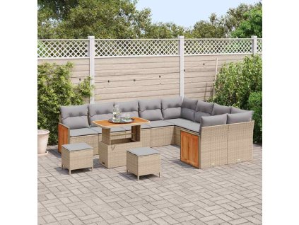 Sada zahradních pohovek s polštářem 12 pcs béžová a světle šedá 3363347