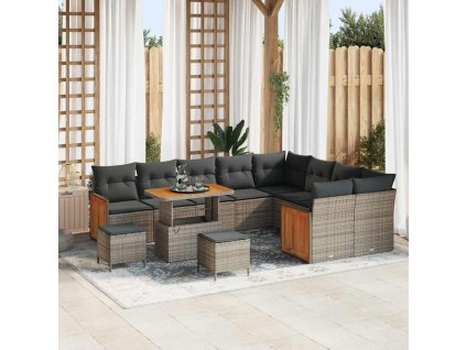 Sada zahradních pohovek s polštářem 12 pcs Šedá 90 x 55 x 71 cm 3363348