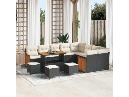 Sada zahradních pohovek 13 pcs Černá a krémová 110 x 55 x 71 cm 3363350