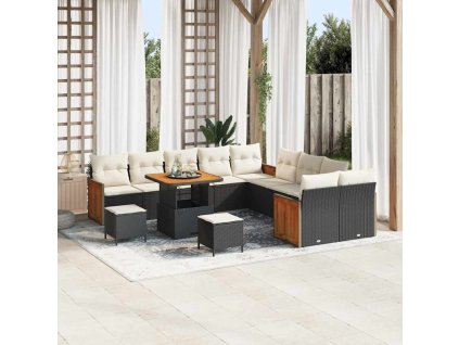 Sada zahradních pohovek s polštářem 13 pcs Černá a krémová 3363360