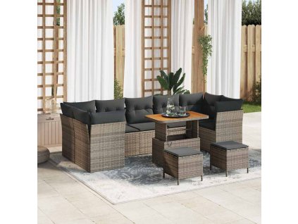 Sada zahradních pohovek s polštářem s úložištěm 10 pcs Šedá 3363423