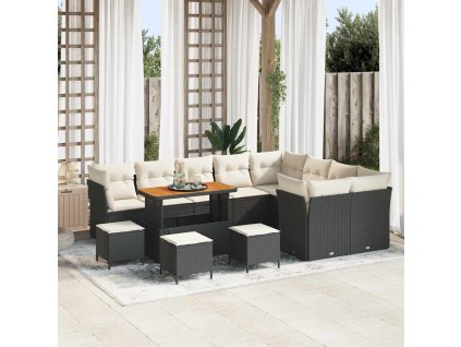 Sada zahradních pohovek s polštářem 13 pcs Černá a krémová 3363480