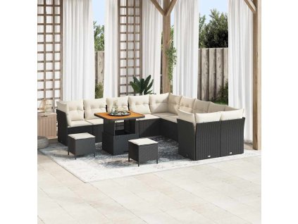 Sada zahradních pohovek 13 pcs Černá a krémová polyratan 3363490