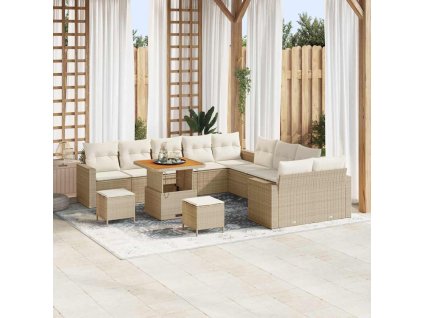 Sada zahradních pohovek 17 pcs Béžová a krémová polyratan 3363621