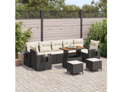 Sada zahradních pohovek 13 pcs Černá a krémová polyratan 3363680