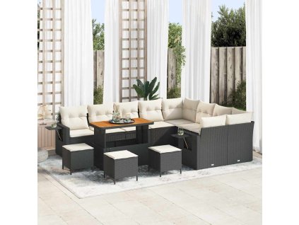 Sada zahradních pohovek 13 pcs Černá a krémová polyratan 3363740