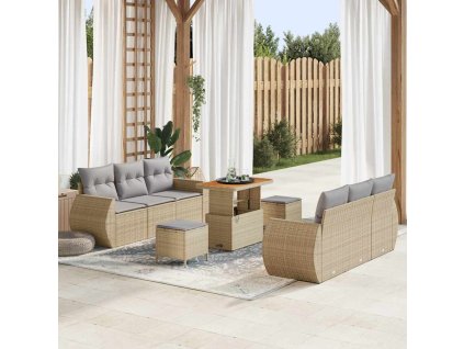 Sada zahradních pohovek 9 pcs Béžová a Světle šedá polyratan 3363782