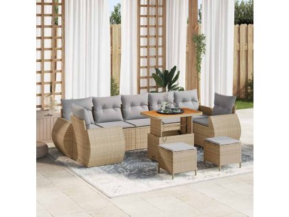 Sada zahradních pohovek s polštářem 10 pcs béžová a světle šedá 3363812