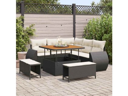 Sada zahradních pohovek 8 pcs Černá a krémová polyratan 3363815