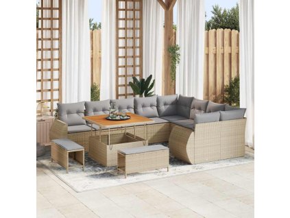 Sada zahradních pohovek 12 pcs Béžová a Světle šedá Poly Ratan 3363857