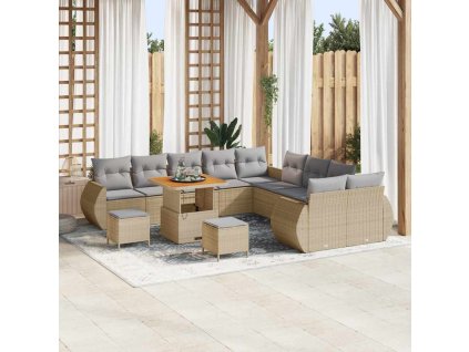 Sada zahradních pohovek s polštářem 13 pcs béžová a světle šedá 3363882