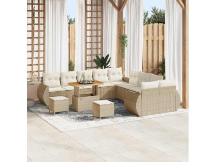 Sada zahradních pohovek s polštářem 13 pcs béžová a krémová 3363886