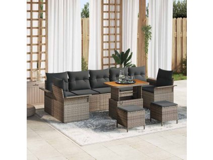 Sada zahradních pohovek s polštářem s úložištěm 10 pcs Šedá 3364073