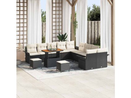 Sada zahradních pohovek s polštářem 13 pcs Černá a krémová 3364145