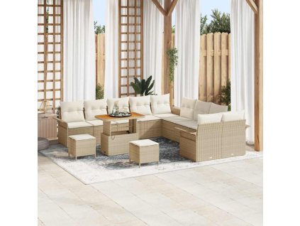 Sada zahradních pohovek s polštářem 13 pcs Béžová a krémová 3364146