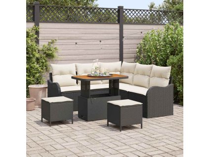 Sada zahradních pohovek s polštářem 8 pcs Černá a krémová 3364215