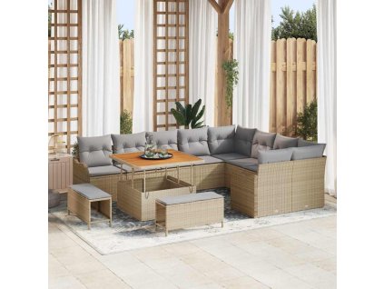 Sada zahradních pohovek s polštářem 12 pcs Béžová a Světle šedá 3364247