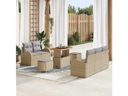 Sada zahradních pohovek s polštářem 8 pcs Béžová a Světle šedá 3364292