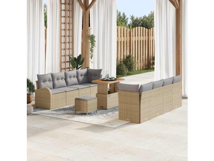 Sada zahradních pohovek s polštářem 11 pcs Béžová a Světle šedá 3364322