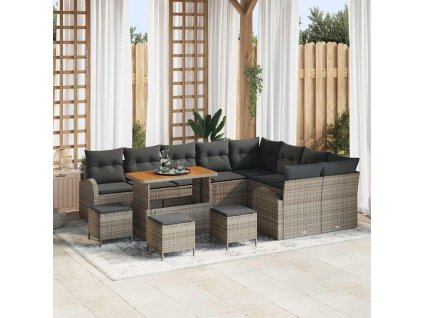 Sada zahradních pohovek s polštářem s úložištěm 13 pcs Šedá 3364393