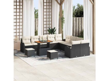 Sada zahradních pohovek s polštářem 13 pcs Černá a krémová 3364405