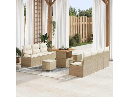 Sada zahradních pohovek s polštářem 10 pcs Béžová a krémová 3364436