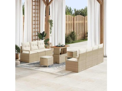 Sada zahradních pohovek s polštářem 10 pcs Béžová a krémová 3364441