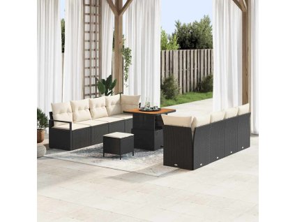 Sada zahradních pohovek Černá a krémová 80 x 80 x 71 cm 3364445