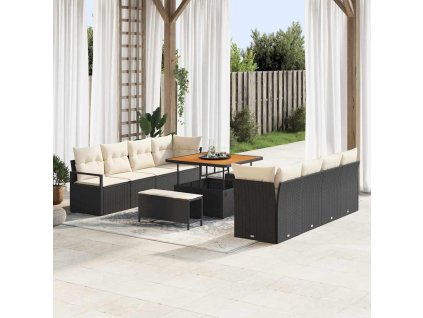 Sada zahradních pohovek Černá a krémová 100 x 100 x 71 cm 3364455