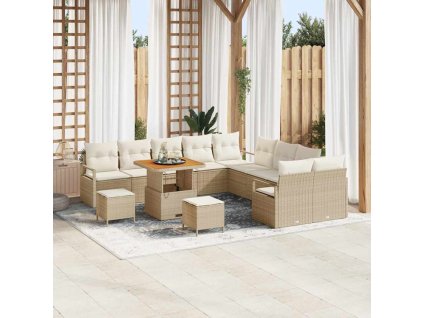 Sada zahradních pohovek s polštářem 13 pcs Béžová a krémová 3364531