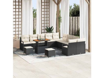 Sada zahradních pohovek s polštářem 13 pcs Černá a krémová 3364535