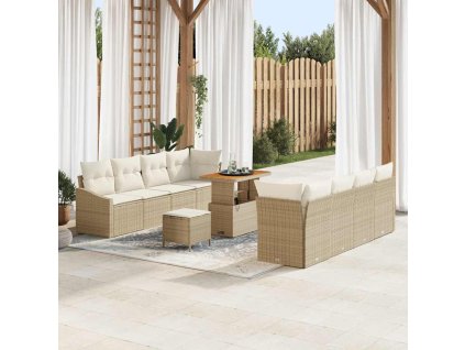 Sada zahradních pohovek s polštářem 11 pcs Béžová a krémová 3364581